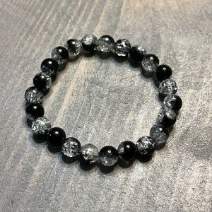 3/$15 Hand Crafted Black and Clear Beaded Bracelet